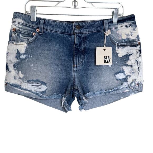 Ser.o.ya Lex Jean Shorts Mid Rise Fitted Olympia Bleached NWT Size 30 - Picture 1 of 8
